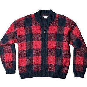 Northern Isles Buffalo Plaid Zip Up Sweater Size M
